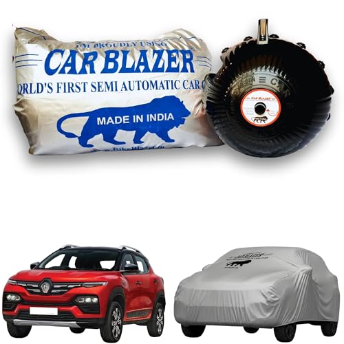 Image of CARBLAZER Portable & Semi-Automatic Full Body Car Covers: Heavy Duty Device| Anti-Theft| Dust & Scratch Proof | Water & Wind Resistant|Custom Fit| Dual-Side Cover, Compatible for Renault Kiger
