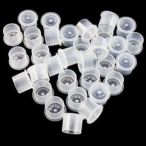 Tattoo Ink Caps Medium - Yuelong 1000Pcs Hot Sale White Plastic Disposable Tattoo Ink Cups With Base,Makeup Tattoo Pigment Ink Cap Sizes 14mm Medium for Tattoo Ink,Tattoo Kits,Tattoo Supplies
