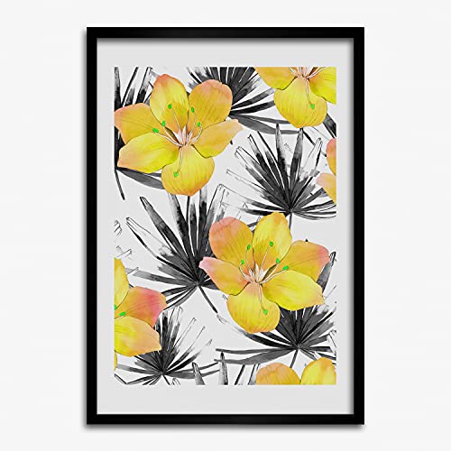 Cadre photo 50x70 cm fleurs tropicales tableau moderne en bois MDF Tulup