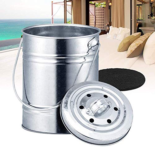 Pnxq88 Ceniza Cubo con Tapa, Acero Inoxidable Reciclaje Contenedor, Duradero Desodorante Bote de Basura Ash Lata Cover