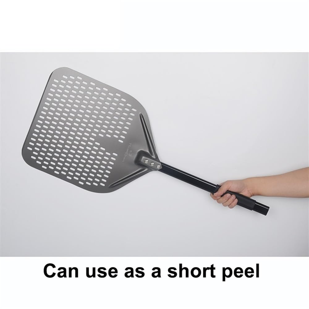 Pala Per Pizza Pala for pizza rettangolare con rivestimento duro in alluminio da 44/46 pollici, perforata, lunga, pala for, rimovibile, strumento for(14 inch 9 inch Long)