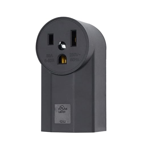 Miniatura 9 de Micmi Enchufe de hoja recta angular, enchufe angular macho de reemplazo para secador AC, enchufe para soldador NEMA 6-30P 6-50P, 50 A, 250V negro