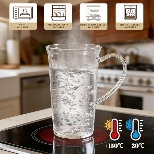 Set de 2 tazas de vidrio Borosilicato 550 ml con cucharas miniatura 5