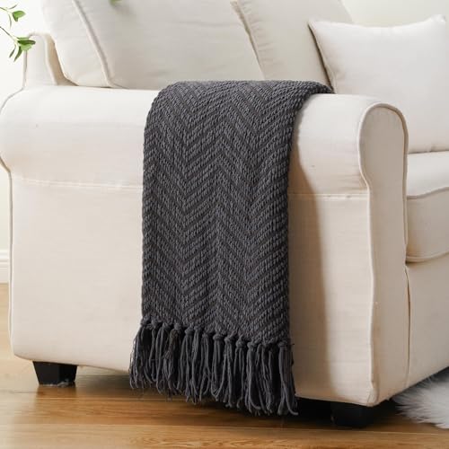 Image of BATTILO HOME Dark Grey Throw Blanket for Couch, 60 inchx80 inch