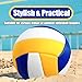 Magicorange Volleyball, 1 Pack Official Size 5 Soft Touch Recreational Volleyballs- PU Leather Indoor Outdoor Volleyballs for Beach Play, Game,Gym,Training -Includes Ball Pump (Blue Yellow)