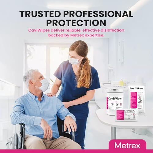 Metrex CaviWipes Disinfecting Towelettes, Pack of 12 – Durable Non-Woven Disinfecting Wipes for Hard, Non-Porous Surfaces in Healthcare & Laboratory Settings – Pre-Saturated with CaviCide, 13-1100