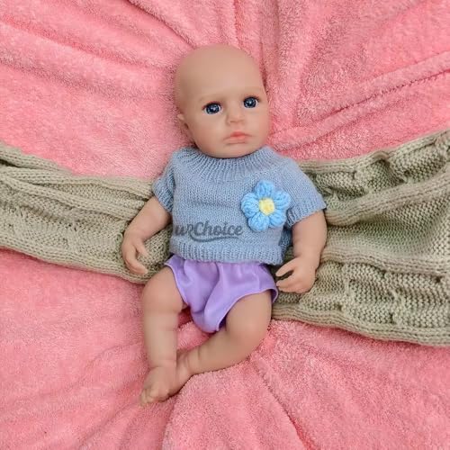30 cm Silikon-Babypuppe, realistisch, Mini-Mädchen, lebensecht mit offenen Augen, handgefertigte Reborn-Puppe für Sammlung und Kinder, Weihnachtsgeschenk