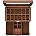 ROTHWELL 12 fente en cuir coffret avec valet tiroir - montre de luxe case organisateur affichage, microsuède liner, boîtes de rangement porte-hommes grand verre top brown