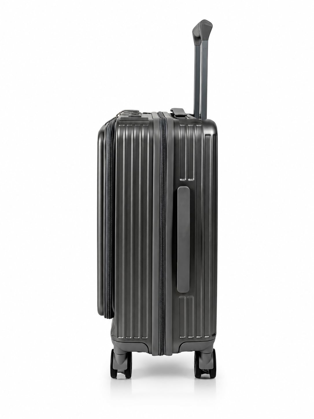 Valise Cabine 55 cm Compatible Avion – Bagage à Main Rigide en ABS, Extensible, avec Serrure TSA – Port USB, Porte-Gobelet, Compartiment Ordinateur – 4 Roues Doubles 360 Gris Anthracite