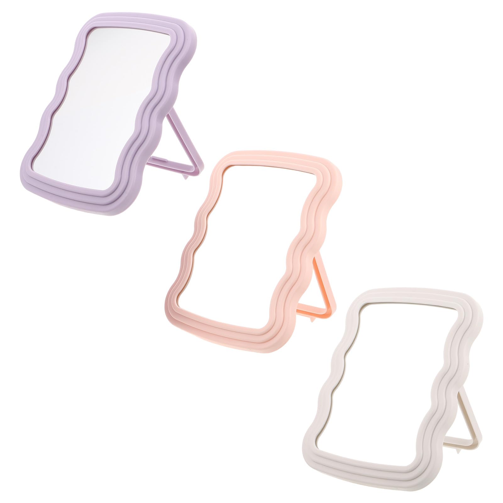Miroir de bureau ondulé pliable Lot de 3 pour maquillage portable et inclinable