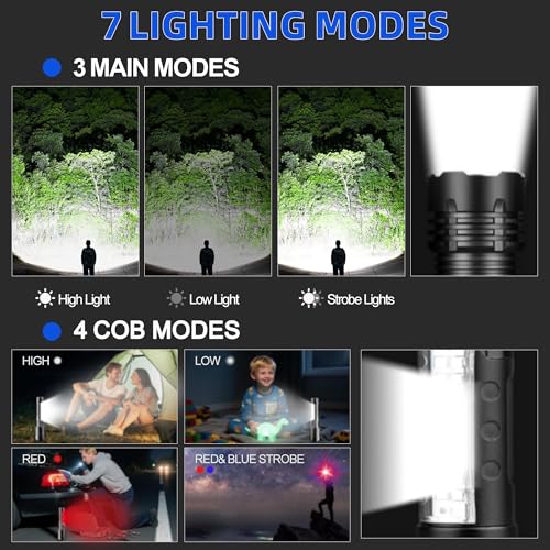 ShineRover Rechargeable Flashlights High Lumens, 7Mode Super Bright Flashlight Powerful, Adjustable Tactical Flash Light High Powered, LED Waterproof Flashlights for Home Emergencies Camping, 4 Pack by ShineRover - Image 3