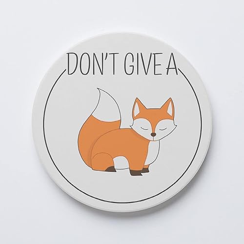 Don't Give a Fox, Joyride Home Decor - Posavasos de cerámica individual, portavasos circular individual de 4 pulgadas, parte trasera de corcho