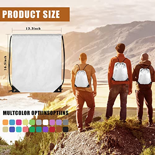 Grneric 100 Pieces Drawstring Backpack Bulk Cinch Sackpack Ployster Drawstring Bags For Gym Party Trip(White) #TOP3