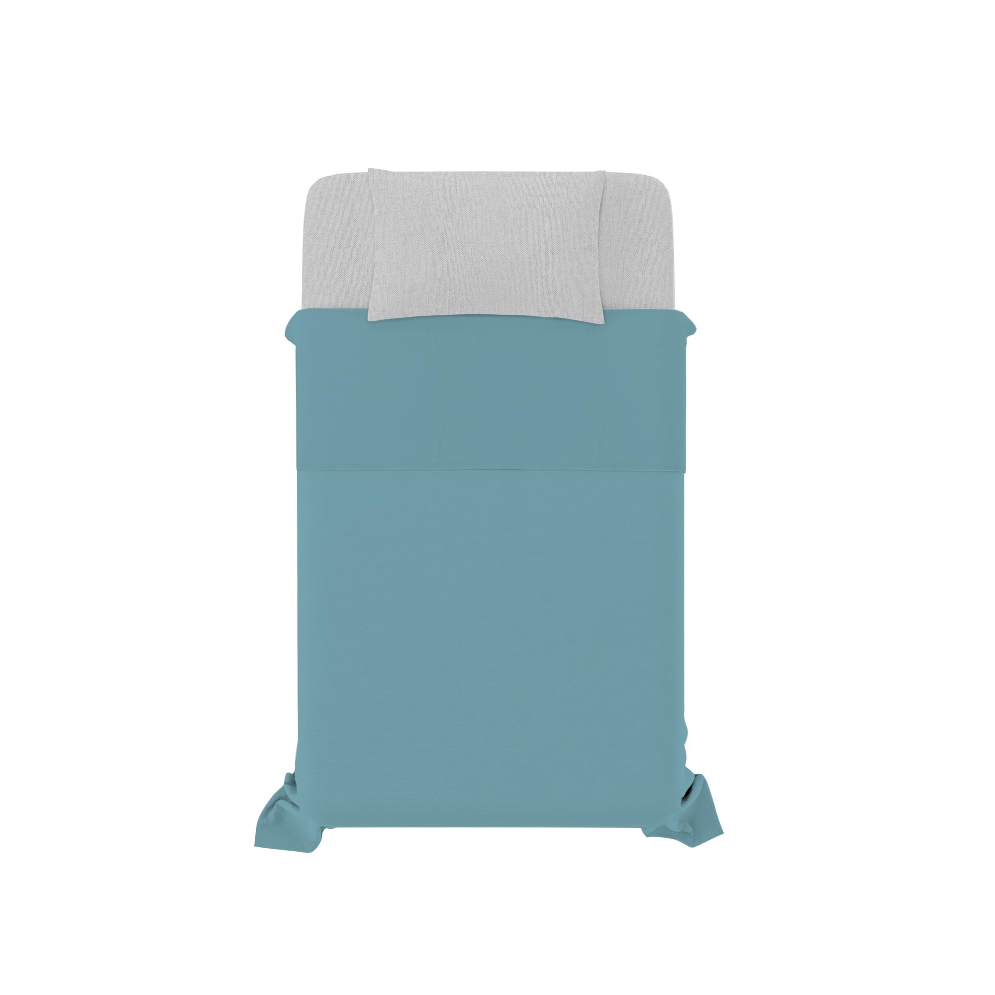 Trend Chic Bedding Set, 100% Cotton, Made in Italy, Double Size, Teal, Ottanio, King single - Image 2