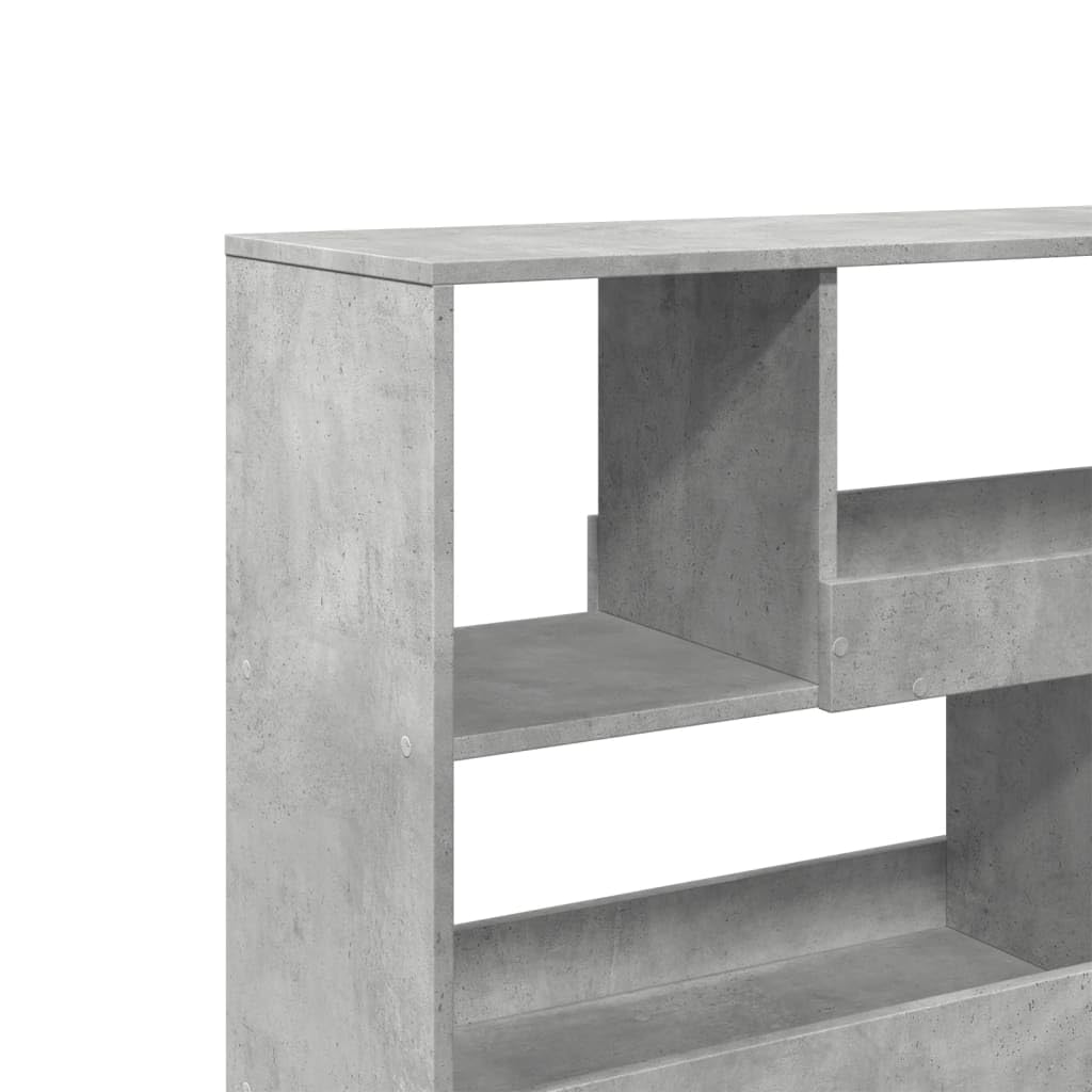 Bücherregal 6 Fächer Betongrau 100x33x94,5 cm | Holzwerkstoff, Raumteiler, pflegeleicht, feuchtes Tuch, inklusive Wandhalterung
