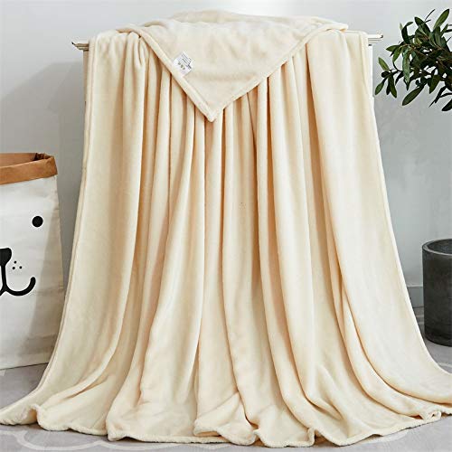 Yinghesheng Flannel Fleece Soft Throw Blanket for Settees/Sofa/Chairs/Couch - Lightweight, Warm and Cozy,Single/Double/Twin Bed Large Plush Blankets,beige,180x200cm