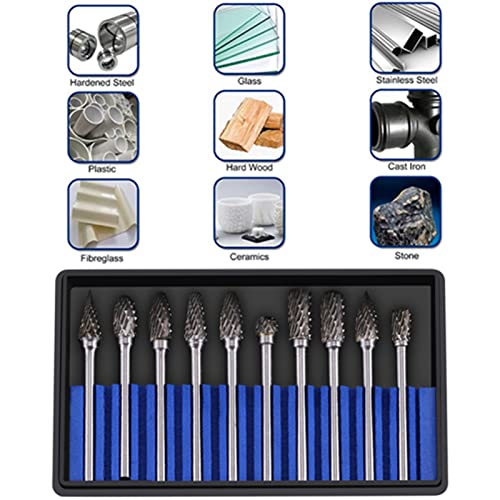 10 stuks wolfraamcarbide draaibeitel, staalvijlen, freesset, 3 mm schacht, multifunctionele schacht, diameter van de snijkop 6 mm (dubbel patroon) - Image 5