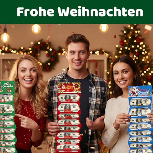 6 Stück Weihnachten Geldgeschenk Verpackung, Weihnachtskarte Geldgeschenk mit Umschlag für Kleine Weihnachtsgeschenke für Kollegen, Weihnachtsgeschenkumschlag mit Quasten