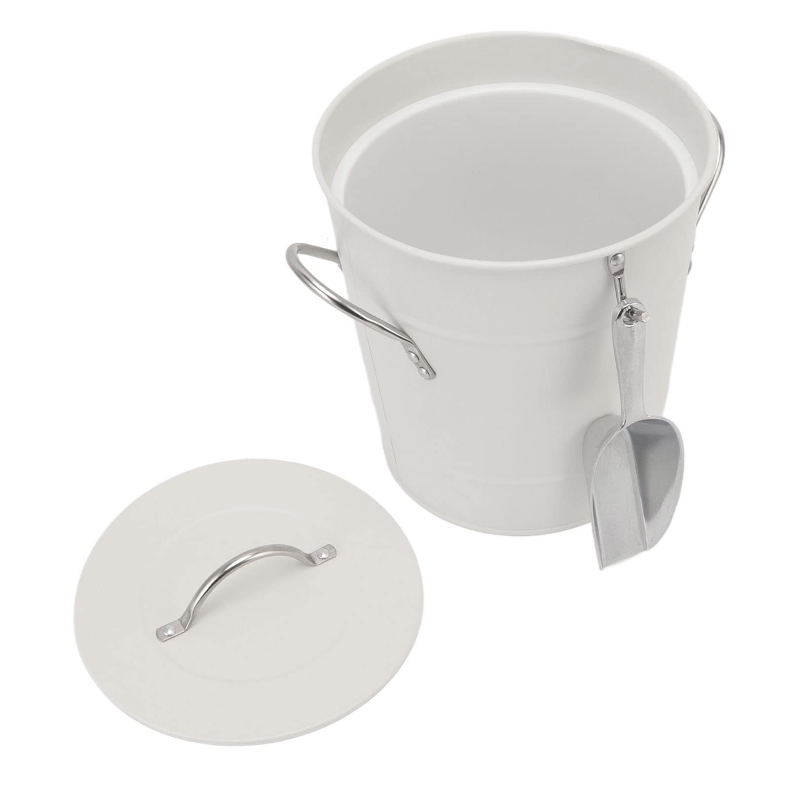 Greensen Cubitera Térmica de Doble Pared con Tapa y Cuchara para Champán y Vino, Contenedor Refrigerado Blanco, 19,5 x 20,5 x 16 cm
