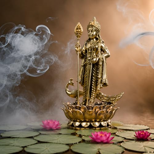 Estatua de Lord Murugan Kartikeya de Latón 4 Pulgadas miniatura 4