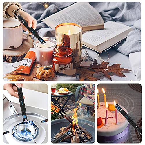 Miniatura 4 de Suprus Encendedor Para Velas Eléctrico De Arco, Resistente Al Viento, Sin Llama, Recargable Por Usb Con Luz Led Para Velas, Camping, Barbacoa, Cocina Negro