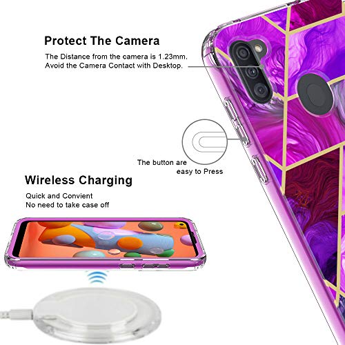 Jeylly Compatible Galaxy A11 Case With [Tempered Glass Screen Protector 2 Pack], Full Body Protective Shockproof Rugged Hybrid Bumper Phone Case For Galaxy A11 [Us Version], Violet Purple #TOP2