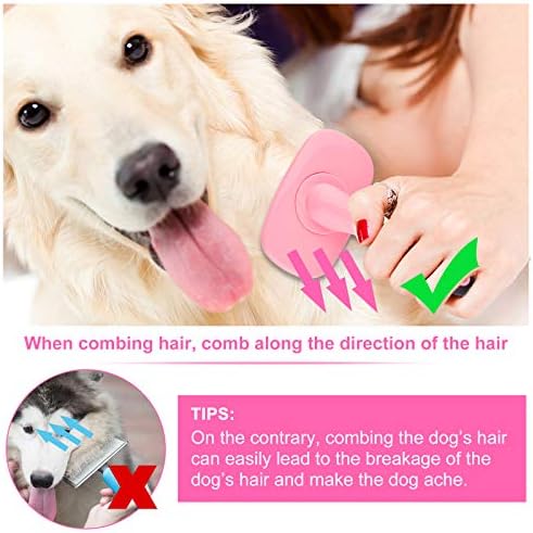 Makerfire Slicker Brush Large,360 Degree Rotation Flexible Slicker Brush for Long Haired Dog, Pet Dog Cat Slicker Brush, Pet Teezer Brush (Large, Pink)