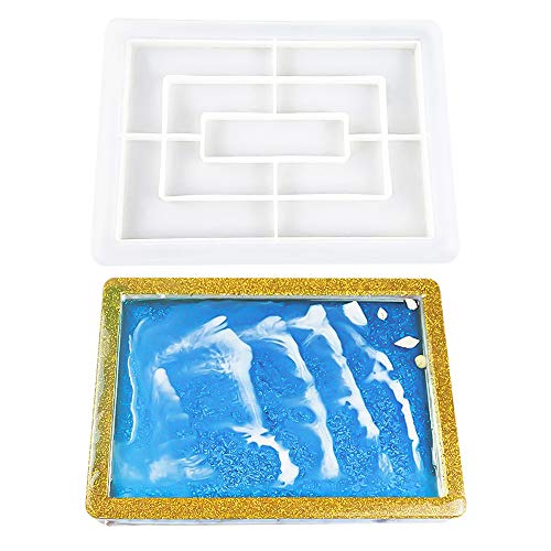 Rectangle Rolling Tray Resin Mold, Silicone Tray Mold with Edges, DIY Epoxy Resin Large Serving Tray, for Fruit Snack Cosmetic Storage and Home Decoration