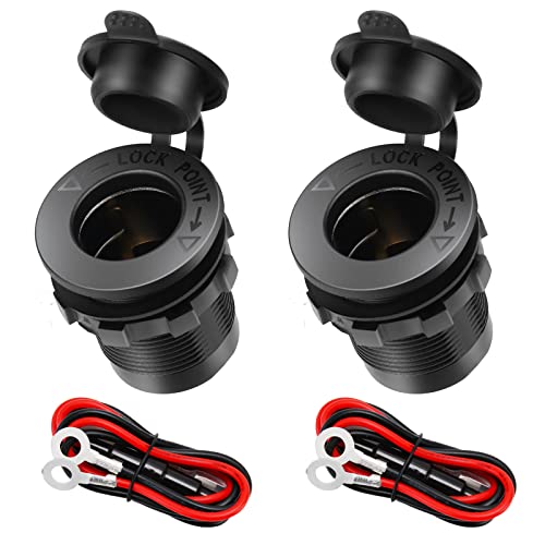 Thlevel 2 Stücke Auto Zigarettenanzünder Steckdose Wasserdicht Marine Grade Adapter mit 60cm Anschlusskabel KFZ Zigaretten Anzünder Buchse Stecker für 12V bis 24V DC Boot Motorrad