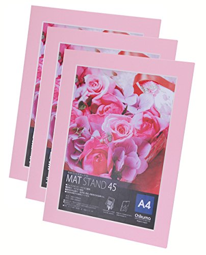 Chikuma フォトフレーム マットスタンド45 A4 ピンク 3冊セット 30139-4
