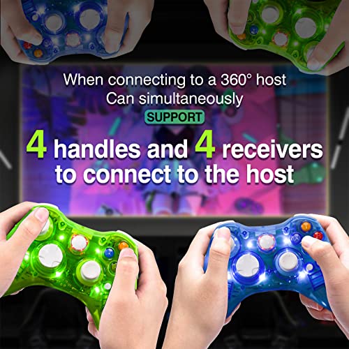 PAWHITS Controller with Cool LED, Charger Compatible with Microsoft Xbox 360 & PC (Windows 11/10/8/7), Upgraded Joystick & Dual Vibration Gamepad Gaming Joypad