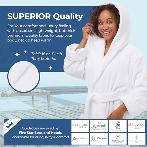 MONARCH 2Pcs His and Hers Robes Gift Set, Hooded, Luxury Combed Cotton, Five-Star Hotel Choice from3