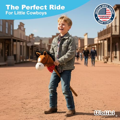 WALIKI Stick Horse Toy for Boys and Girls | Fun Cowboy & Cowgirl Pretend Play | Cool Toys for Kids Ages 3 4 5 6 | Birthday Gift for Active Toddlers (Brown) - Image 5