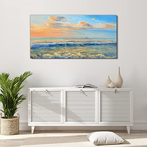 Image sur verre 120x60cm Beach coast waves pour décoration murale de salon