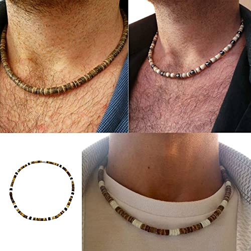 Natural Puka Shells Necklace with Coconut Wood Beads Surfer Tropical Beach Chips Puka Shell Necklace Holiday Vacation Round Hawaiian Surfer Jewelry VSCO Stuff4