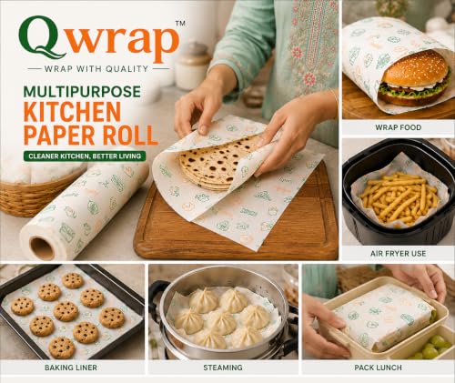 Image of Q Wrap Food Wrap Roll, Butter Paper, 50 Mtr. Roll, Single Use