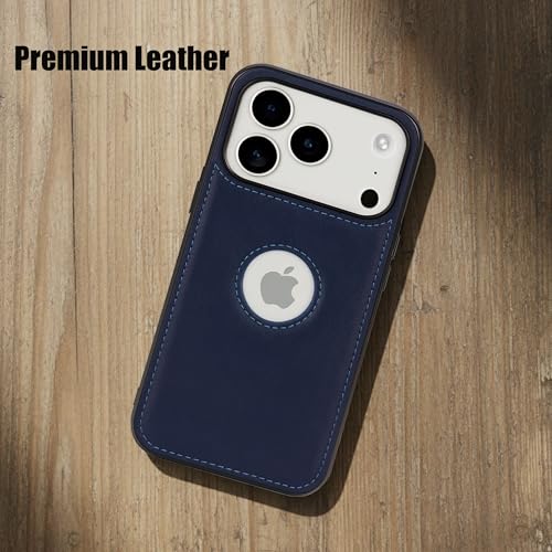 Image of Leather Case for Apple iPhone 17 Pro Max Premium Protective Stylish Slim Cover with Shockproof Raised Edges Blue