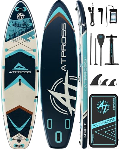 Image of 10'6''x33''Inflatable Stand Up Paddle Board, 400lbs Extra Wide Stand Up Paddleboard with Kayak Seat, Anti-Slip EVA Deck Premium SUP Accessories Kit, Non-Slip Stable Deck Boat