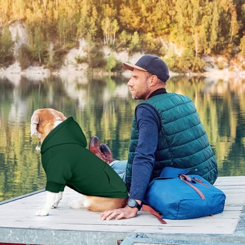 Image of Dog Sweaters for Large Dogs Dog Hoodie Pet Sweater Solid Soft Brushed Fleece Pet Clothes Hoodie Sweatshirt with Pocket(Green-XL)