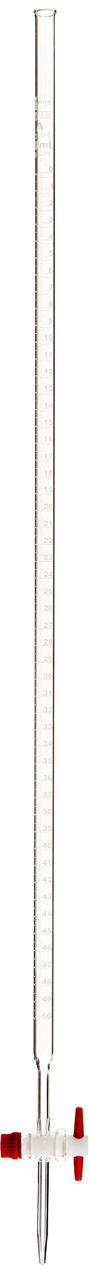 United Scientific 115.450.03 Burette with PTFE Straight Bore Stopcock, Class A, Batch Certified, 50ml Capacity