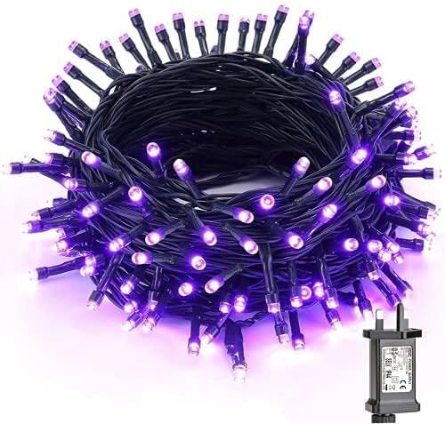 PhilzOps Halloween Lights Outdoor Purple, 82ft 25M 200 LED Christmas Decoration String Lights Indoor Mains Powered 8 Modes Waterproof Twinkle Lighting for Xmas Tree Home Garden Patio Party Festivals