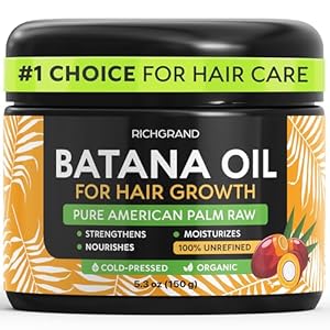 Batana Oil for Hair Growth – 100% Raw & Organic Dr Sebi Batana Oil – Cold-Pressed & Pure Unrefined Batana Hair Mask for Women & Men – Enhances Hair Thickness, Prevents Loss