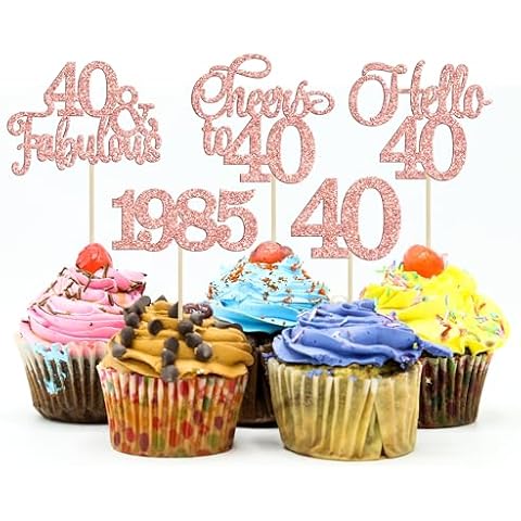 Gyufise 30Pcs 40th Birthday Cupcake Toppers Cover