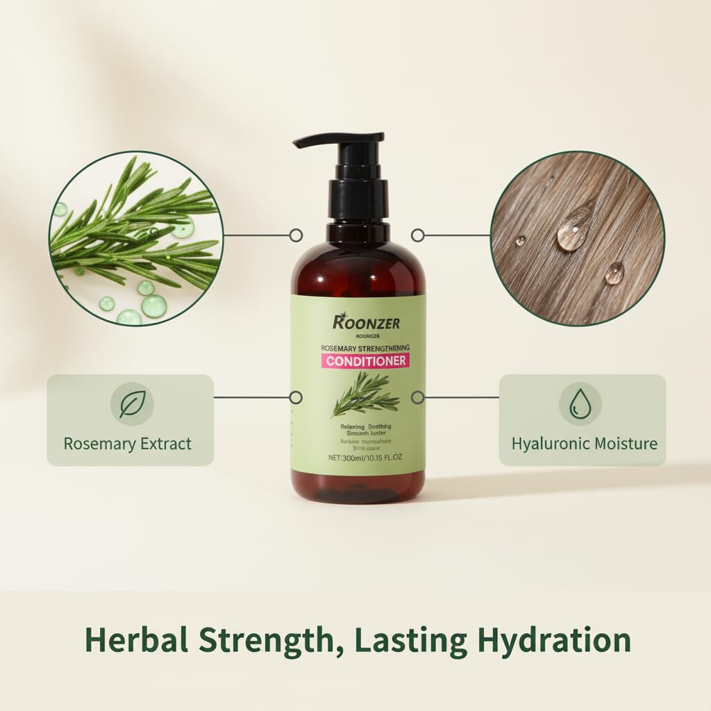 300ml Rosemary-Infused Hair Conditioner | Hydrate with Hyaluronic Acid, Detangle & Nourish All Hair Types Soften & Revitalize Hair - Image 2