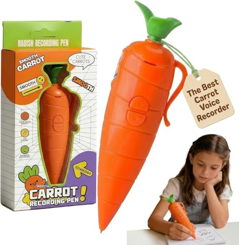 Carrot Pen Recorder Recording Voice Birthday Recorders for Kids Device Recordable Gifts Merch that Records Audio Small Merchandise with Playback Stuff Surprise Toy Student Cute Carrot Shaped