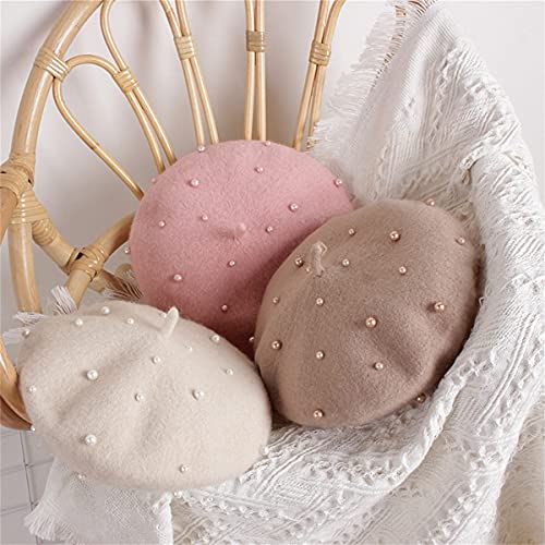 FOMOYUU Kids Girl French Wool Pearl Berets Princess Warm Fashion Toddler Girls Cap Hats 2-6Y3