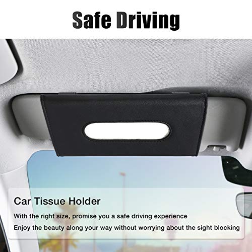 ANNWAH Car Tissue Holder Visor Napkin-Case - PU Leather Vehicle Backseat Tissue Box Hanging Paper Towel Facial Tissues Box Tissues Holder