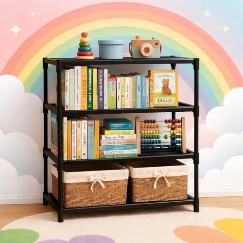 Image of Bagnizer Book Self - 4 Cases Portable Book Shelf, Kids Books Racks for Home Plastic, Bookshelf for Home, Book Shelves, Book Stand, Organizer, Rack for Study Room /Library