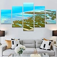 SIGNWIN 5 Panel Canvas Wall Art Modern Art Beach Coastal Expressive Global Multicolor Photography for Home Decorations Ready to Hang - 60