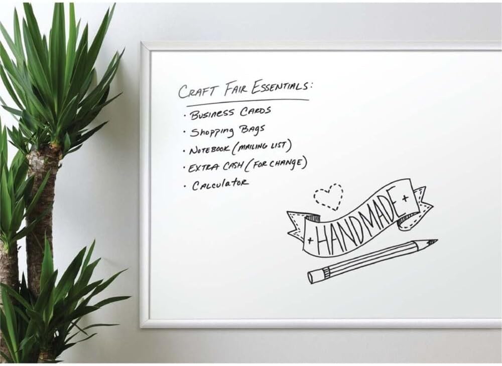 U Brands Melamine Non-Magnetic Dry Erase Board White Board, 36" x 48" Inches, Silver Aluminum Frame